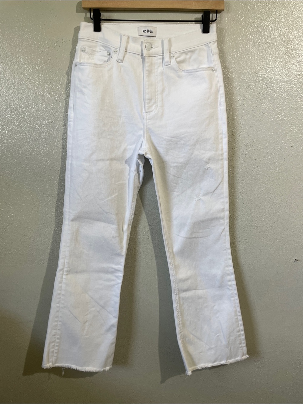 Pistola Lennon High Rise Crop Bootcut White Stretch Denim Jean Sz 27 Coastal